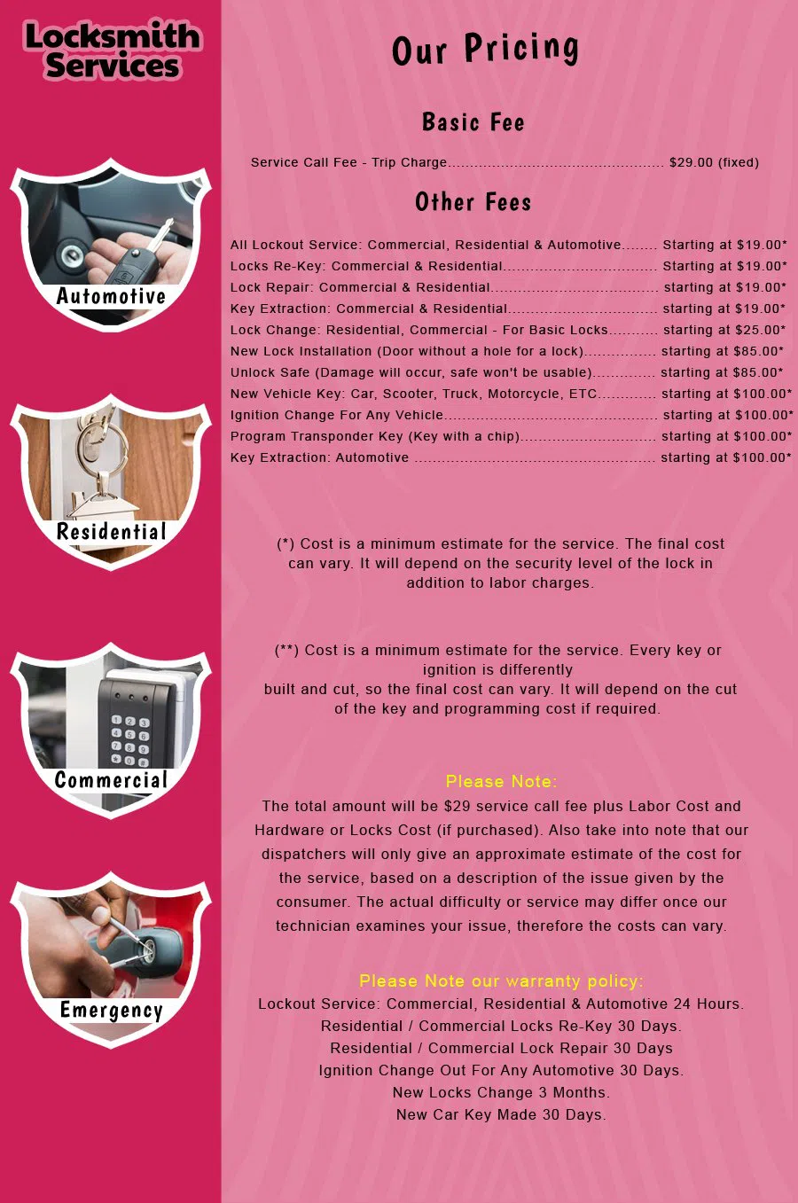 San Diego CA Locksmiths San Diego, CA 619-213-1980 - price-list-c-18